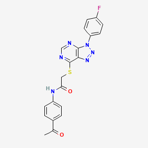 molecular formula C20H15FN6O2S B2909294 N-(4-acetylphenyl)-2-((3-(4-fluorophenyl)-3H-[1,2,3]triazolo[4,5-d]pyrimidin-7-yl)thio)acetamide CAS No. 863460-22-4