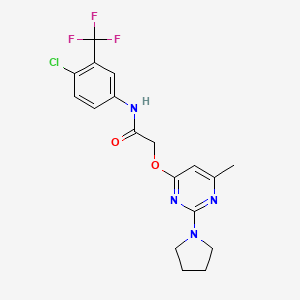 N-(4-chloro-3-(trifluoromethyl)phenyl)-2-((6-methyl-2-(pyrrolidin-1-yl)pyrimidin-4-yl)oxy)acetamide