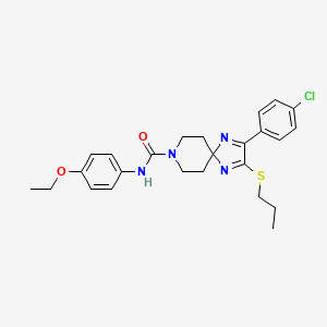 molecular formula C25H29ClN4O2S B2909340 2-(4-chlorophenyl)-N-(4-ethoxyphenyl)-3-(propylthio)-1,4,8-triazaspiro[4.5]deca-1,3-diene-8-carboxamide CAS No. 894880-77-4