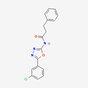 molecular formula C17H14ClN3O2 B2909343 N-[5-(3-chlorophenyl)-1,3,4-oxadiazol-2-yl]-3-phenylpropanamide CAS No. 952893-80-0