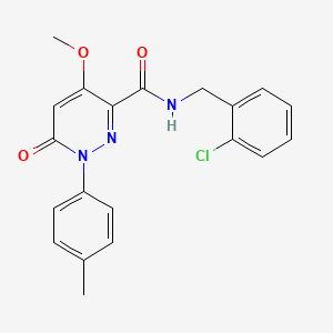 molecular formula C20H18ClN3O3 B2909347 N-[(2-chlorophenyl)methyl]-4-methoxy-1-(4-methylphenyl)-6-oxopyridazine-3-carboxamide CAS No. 921538-62-7