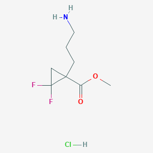 molecular formula C8H14ClF2NO2 B2909351 Methyl1-(3-aminopropyl)-2,2-difluorocyclopropane-1-carboxylatehydrochloride CAS No. 2243515-84-4