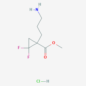 molecular formula C8H14ClF2NO2 B2909351 Methyl 1-(3-aminopropyl)-2,2-difluorocyclopropane-1-carboxylate;hydrochloride CAS No. 2243515-84-4