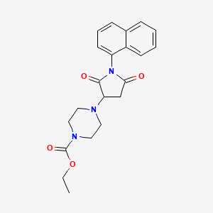 molecular formula C21H23N3O4 B2909368 Ethyl 4-(1-naphthyl-2,5-dioxoazolidin-3-yl)piperazinecarboxylate CAS No. 838889-15-9