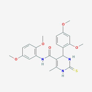 molecular formula C22H25N3O5S B2909377 4-(2,4-dimethoxyphenyl)-N-(2,5-dimethoxyphenyl)-6-methyl-2-sulfanylidene-1,2,3,4-tetrahydropyrimidine-5-carboxamide CAS No. 430469-20-8