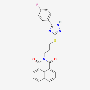 molecular formula C23H17FN4O2S B2909389 2-[3-[[5-(4-fluorophenyl)-1H-1,2,4-triazol-3-yl]sulfanyl]propyl]benzo[de]isoquinoline-1,3-dione CAS No. 690249-60-6