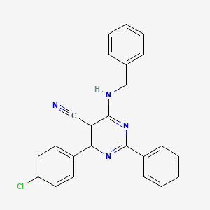 molecular formula C24H17ClN4 B2909391 4-(Benzylamino)-6-(4-chlorophenyl)-2-phenyl-5-pyrimidinecarbonitrile CAS No. 320418-67-5
