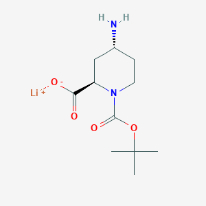 molecular formula C11H19LiN2O4 B2909394 rac-lithium(1+)(2R,4R)-4-amino-1-[(tert-butoxy)carbonyl]piperidine-2-carboxylate,trans CAS No. 2460740-18-3