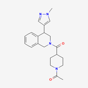 molecular formula C21H26N4O2 B2909396 1-(4-(4-(1-methyl-1H-pyrazol-4-yl)-1,2,3,4-tetrahydroisoquinoline-2-carbonyl)piperidin-1-yl)ethanone CAS No. 2320898-24-4