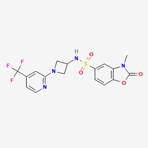 molecular formula C17H15F3N4O4S B2909398 3-Methyl-2-oxo-N-[1-[4-(trifluoromethyl)pyridin-2-yl]azetidin-3-yl]-1,3-benzoxazole-5-sulfonamide CAS No. 2415631-96-6