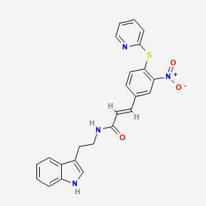 molecular formula C24H20N4O3S B2909405 (E)-N-[2-(1H-indol-3-yl)ethyl]-3-(3-nitro-4-pyridin-2-ylsulfanylphenyl)prop-2-enamide CAS No. 1025150-63-3