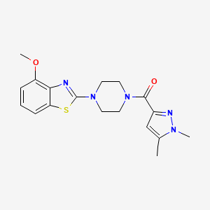 molecular formula C18H21N5O2S B2909407 (1,5-dimethyl-1H-pyrazol-3-yl)(4-(4-methoxybenzo[d]thiazol-2-yl)piperazin-1-yl)methanone CAS No. 1013771-09-9