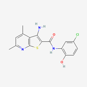 molecular formula C16H14ClN3O2S B2909412 3-amino-N-(5-chloro-2-hydroxyphenyl)-4,6-dimethylthieno[2,3-b]pyridine-2-carboxamide CAS No. 773152-27-5