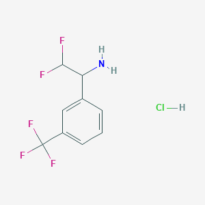 molecular formula C9H9ClF5N B2909420 2,2-Difluoro-1-[3-(trifluoromethyl)phenyl]ethanamine;hydrochloride CAS No. 2248284-03-7