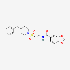 molecular formula C22H26N2O5S B2909421 N-(2-((4-benzylpiperidin-1-yl)sulfonyl)ethyl)benzo[d][1,3]dioxole-5-carboxamide CAS No. 899980-26-8