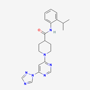 molecular formula C21H25N7O B2909424 1-(6-(1H-1,2,4-triazol-1-yl)pyrimidin-4-yl)-N-(2-isopropylphenyl)piperidine-4-carboxamide CAS No. 1797026-01-7