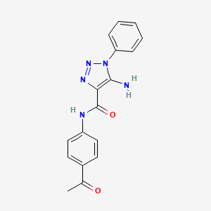 molecular formula C17H15N5O2 B2909427 N-(4-acetylphenyl)-5-amino-1-phenyl-1H-1,2,3-triazole-4-carboxamide CAS No. 950243-83-1