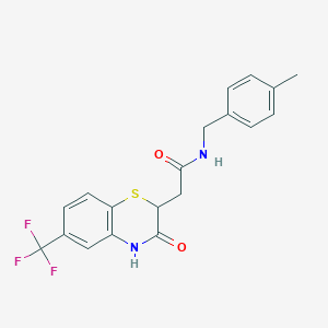molecular formula C19H17F3N2O2S B2909430 N-(4-methylbenzyl)-2-[3-oxo-6-(trifluoromethyl)-3,4-dihydro-2H-1,4-benzothiazin-2-yl]acetamide CAS No. 881483-13-2