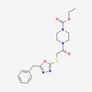 Ethyl 4-(2-((5-benzyl-1,3,4-oxadiazol-2-yl)thio)acetyl)piperazine-1-carboxylate