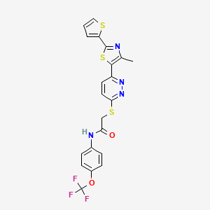 2-((6-(4-methyl-2-(thiophen-2-yl)thiazol-5-yl)pyridazin-3-yl)thio)-N-(4-(trifluoromethoxy)phenyl)acetamide