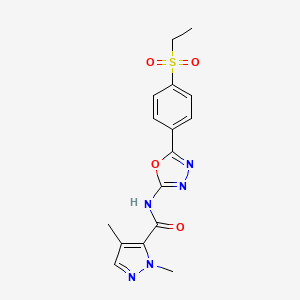 molecular formula C16H17N5O4S B2909483 N-(5-(4-(ethylsulfonyl)phenyl)-1,3,4-oxadiazol-2-yl)-1,4-dimethyl-1H-pyrazole-5-carboxamide CAS No. 1170792-31-0