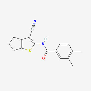 molecular formula C17H16N2OS B2909484 N-(3-cyano-5,6-dihydro-4H-cyclopenta[b]thiophen-2-yl)-3,4-dimethylbenzamide CAS No. 461396-85-0