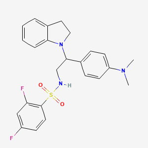 molecular formula C24H25F2N3O2S B2909489 N-[2-(2,3-dihydro-1H-indol-1-yl)-2-[4-(dimethylamino)phenyl]ethyl]-2,4-difluorobenzene-1-sulfonamide CAS No. 1040658-94-3