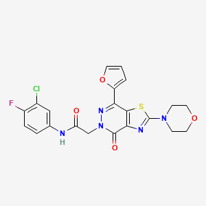 molecular formula C21H17ClFN5O4S B2909505 N-(3-chloro-4-fluorophenyl)-2-(7-(furan-2-yl)-2-morpholino-4-oxothiazolo[4,5-d]pyridazin-5(4H)-yl)acetamide CAS No. 1203010-07-4