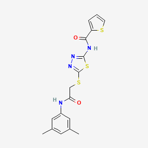 molecular formula C17H16N4O2S3 B2909511 N-[5-({[(3,5-dimethylphenyl)carbamoyl]methyl}sulfanyl)-1,3,4-thiadiazol-2-yl]thiophene-2-carboxamide CAS No. 392296-22-9