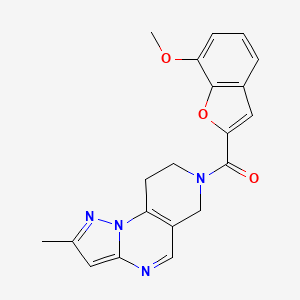 molecular formula C20H18N4O3 B2909518 (7-methoxybenzofuran-2-yl)(2-methyl-8,9-dihydropyrazolo[1,5-a]pyrido[3,4-e]pyrimidin-7(6H)-yl)methanone CAS No. 1797875-34-3
