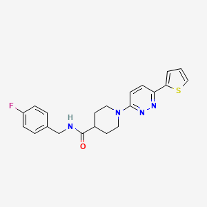 molecular formula C21H21FN4OS B2909628 N-[(4-fluorophenyl)methyl]-1-[6-(thiophen-2-yl)pyridazin-3-yl]piperidine-4-carboxamide CAS No. 1031965-11-3
