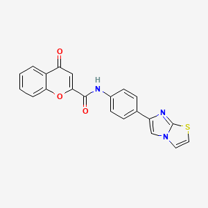 molecular formula C21H13N3O3S B2909630 N-(4-(imidazo[2,1-b]thiazol-6-yl)phenyl)-4-oxo-4H-chromene-2-carboxamide CAS No. 1209965-50-3