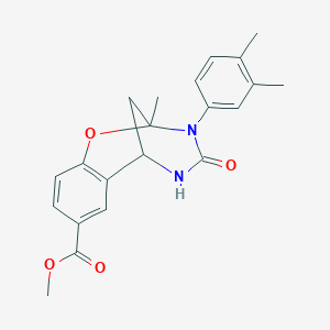 molecular formula C21H22N2O4 B2909637 methyl 10-(3,4-dimethylphenyl)-9-methyl-11-oxo-8-oxa-10,12-diazatricyclo[7.3.1.0^{2,7}]trideca-2,4,6-triene-4-carboxylate CAS No. 899743-11-4