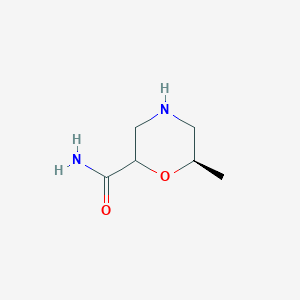 molecular formula C6H12N2O2 B2909640 (6R)-6-methylmorpholine-2-carboxamide CAS No. 1384526-71-9