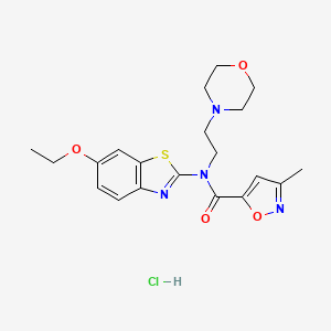 molecular formula C20H25ClN4O4S B2909697 N-(6-ETHOXY-1,3-BENZOTHIAZOL-2-YL)-3-METHYL-N-[2-(MORPHOLIN-4-YL)ETHYL]-1,2-OXAZOLE-5-CARBOXAMIDE HYDROCHLORIDE CAS No. 1323583-32-9