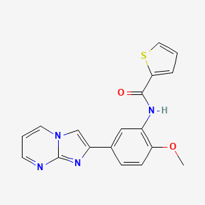 molecular formula C18H14N4O2S B2909722 N-(5-(imidazo[1,2-a]pyrimidin-2-yl)-2-methoxyphenyl)thiophene-2-carboxamide CAS No. 847388-11-8