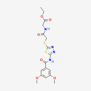 molecular formula C17H20N4O6S2 B2909737 Ethyl 2-(2-((5-(3,5-dimethoxybenzamido)-1,3,4-thiadiazol-2-yl)thio)acetamido)acetate CAS No. 893345-51-2