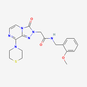 molecular formula C19H22N6O3S B2909742 N-[(2-methoxyphenyl)methyl]-2-[3-oxo-8-(thiomorpholin-4-yl)-2H,3H-[1,2,4]triazolo[4,3-a]pyrazin-2-yl]acetamide CAS No. 1251584-09-4