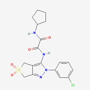 molecular formula C18H19ClN4O4S B2909746 N-[2-(3-chlorophenyl)-5,5-dioxo-2H,4H,6H-5lambda6-thieno[3,4-c]pyrazol-3-yl]-N'-cyclopentylethanediamide CAS No. 899994-50-4