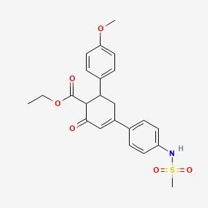 molecular formula C23H25NO6S B2909761 Ethyl 4-(4-methanesulfonamidophenyl)-6-(4-methoxyphenyl)-2-oxocyclohex-3-ene-1-carboxylate CAS No. 867042-19-1
