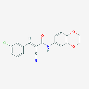 (E)-3-(3-chlorophenyl)-2-cyano-N-(2,3-dihydro-1,4-benzodioxin-6-yl)prop-2-enamide