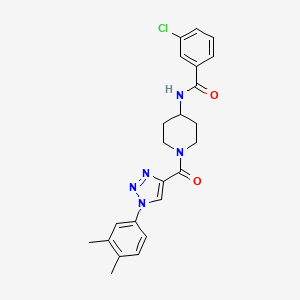 3-chloro-N-(1-(1-(3,4-dimethylphenyl)-1H-1,2,3-triazole-4-carbonyl)piperidin-4-yl)benzamide
