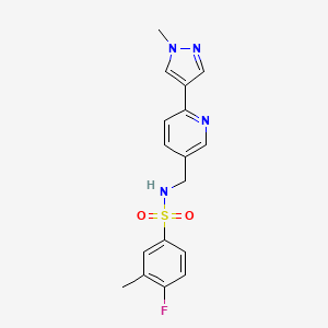 4-fluoro-3-methyl-N-((6-(1-methyl-1H-pyrazol-4-yl)pyridin-3-yl)methyl)benzenesulfonamide