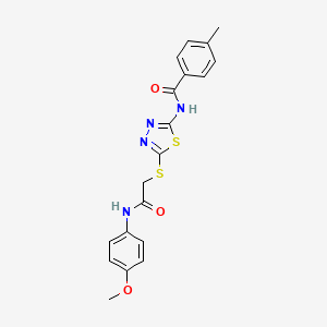 molecular formula C19H18N4O3S2 B2909774 N-[5-({[(4-methoxyphenyl)carbamoyl]methyl}sulfanyl)-1,3,4-thiadiazol-2-yl]-4-methylbenzamide CAS No. 392293-66-2