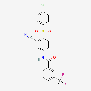 molecular formula C21H12ClF3N2O3S B2909775 N-[4-(4-chlorobenzenesulfonyl)-3-cyanophenyl]-3-(trifluoromethyl)benzamide CAS No. 306980-65-4