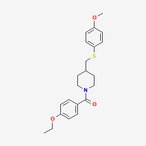 molecular formula C22H27NO3S B2909792 (4-Ethoxyphenyl)(4-(((4-methoxyphenyl)thio)methyl)piperidin-1-yl)methanone CAS No. 1421497-48-4