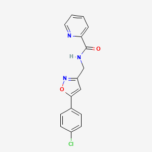 molecular formula C16H12ClN3O2 B2909801 N-((5-(4-chlorophenyl)isoxazol-3-yl)methyl)picolinamide CAS No. 1208483-40-2