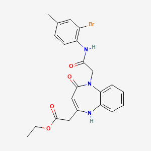 molecular formula C22H22BrN3O4 B2909802 ethyl 2-(5-{[(2-bromo-4-methylphenyl)carbamoyl]methyl}-4-oxo-4,5-dihydro-1H-1,5-benzodiazepin-2-yl)acetate CAS No. 1251709-27-9