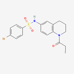 molecular formula C18H19BrN2O3S B2909835 4-bromo-N-(1-propionyl-1,2,3,4-tetrahydroquinolin-6-yl)benzenesulfonamide CAS No. 953938-62-0