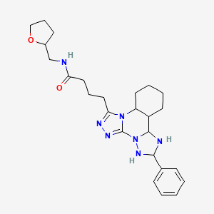 N-(oxolan-2-ylmethyl)-4-(9-phenyl-2,4,5,7,8,10-hexazatetracyclo[10.4.0.02,6.07,11]hexadeca-3,5-dien-3-yl)butanamide